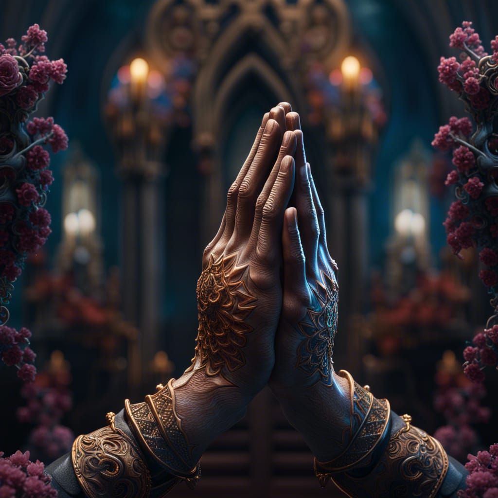 Praying Hands: Detailed Fantasy Concept Art