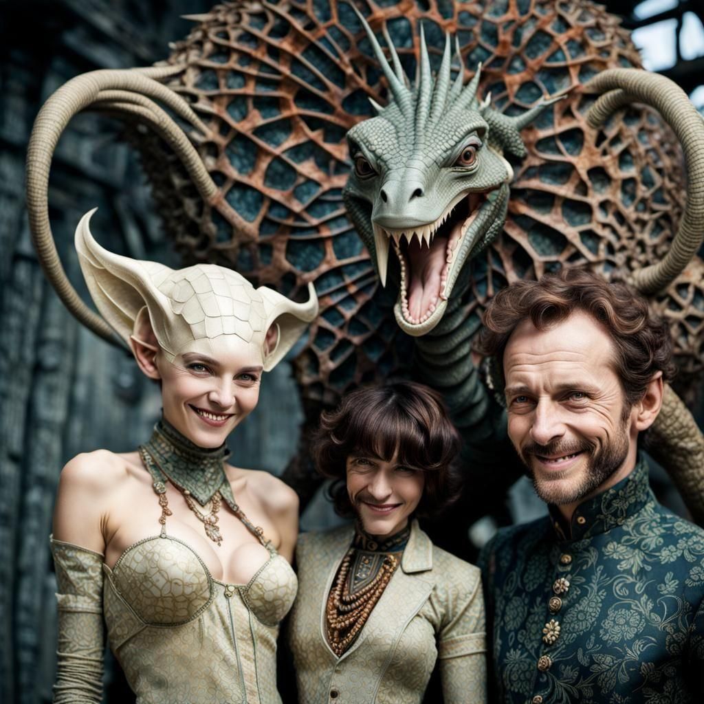 Surreal Alien Restaurant Celebration in Hyperreal Style