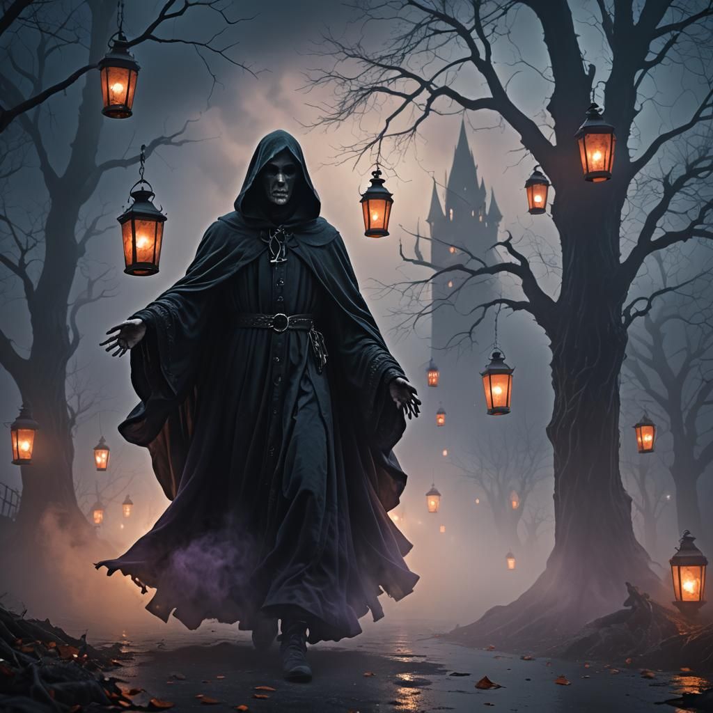 Ghostly Figure in Fog: Dark Fantasy Matte Painting