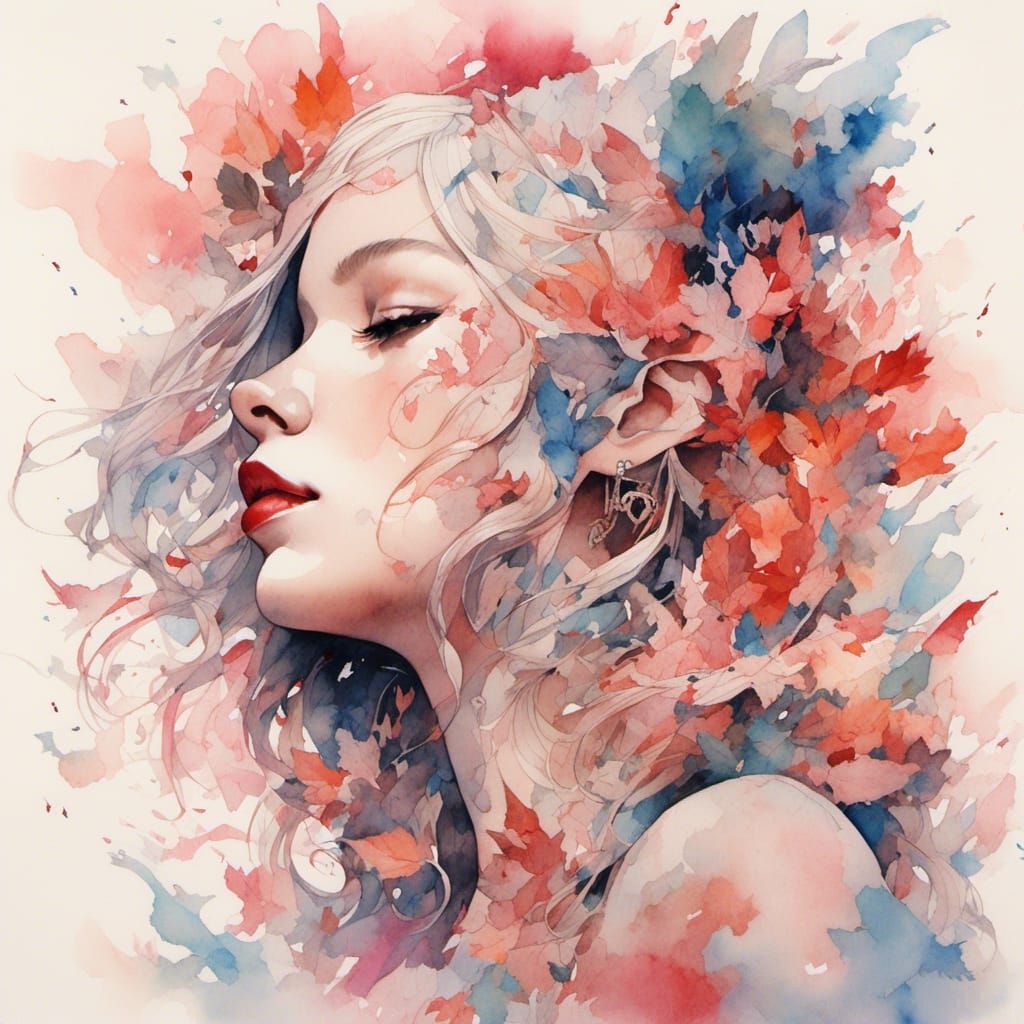 Watercolor Lipstick Stain Brain Inspired by Song Lyrics