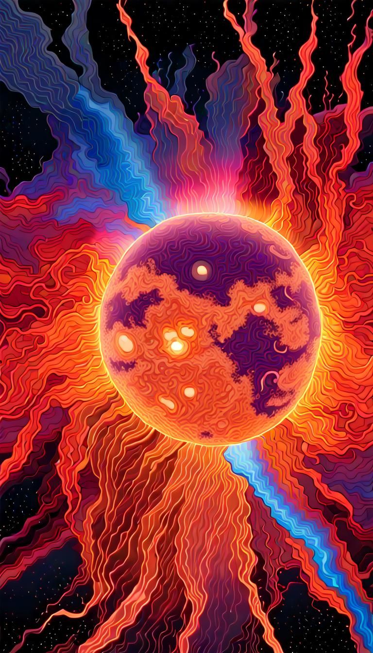 Coronal Mass Ejection: Bright Neon 3D Plasma Illustration