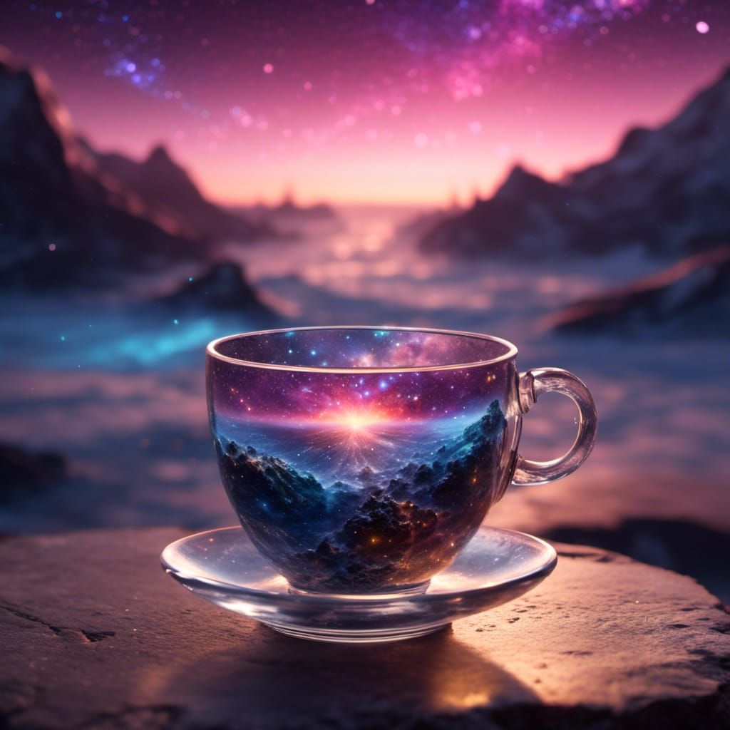 Teacup at World's Edge Filled with Galaxy