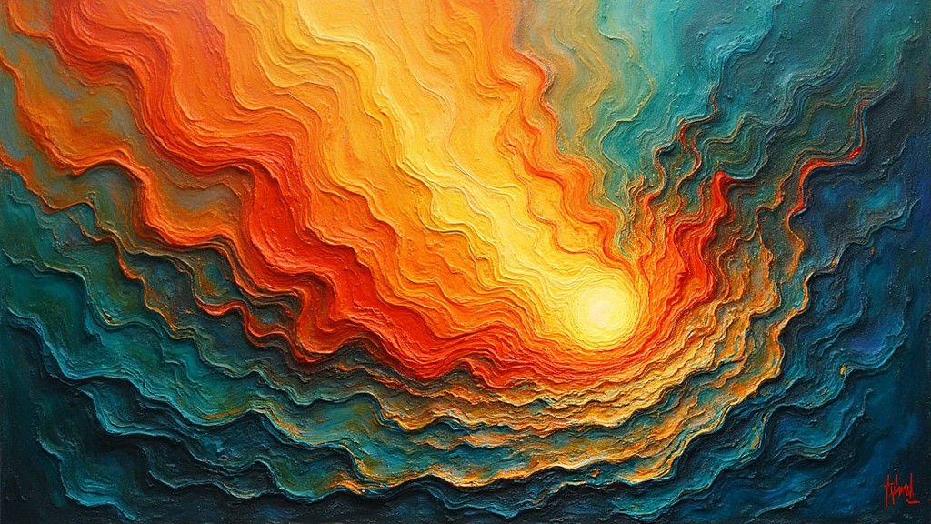 Kaleidoscopic Flames: Neo-Impressionist Expressionist Oil Pa...