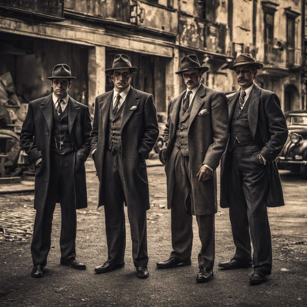 1940s Italian Mafia Group in Hyperrealistic Style