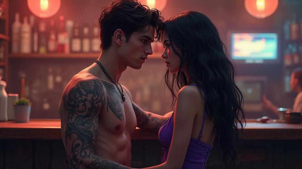 Heartbroken Lovers Gaze in Silence: Detailed Matte Painting