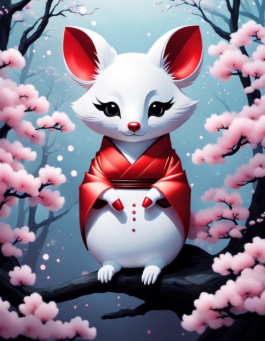 Minimalist Kabuki Possum Poster in Japanese Style