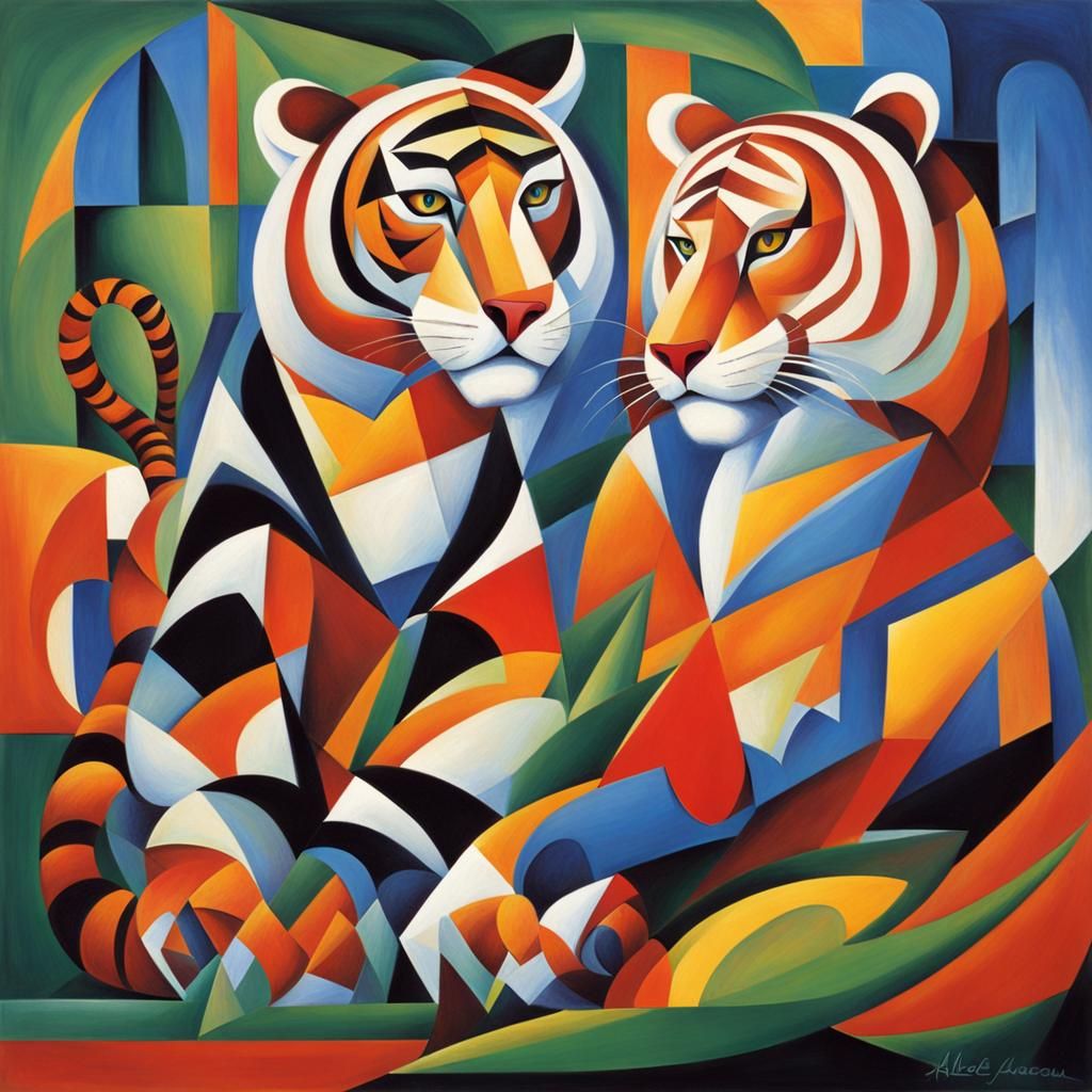 Abstract Cubist Tiger Lilies in Euclidean Style