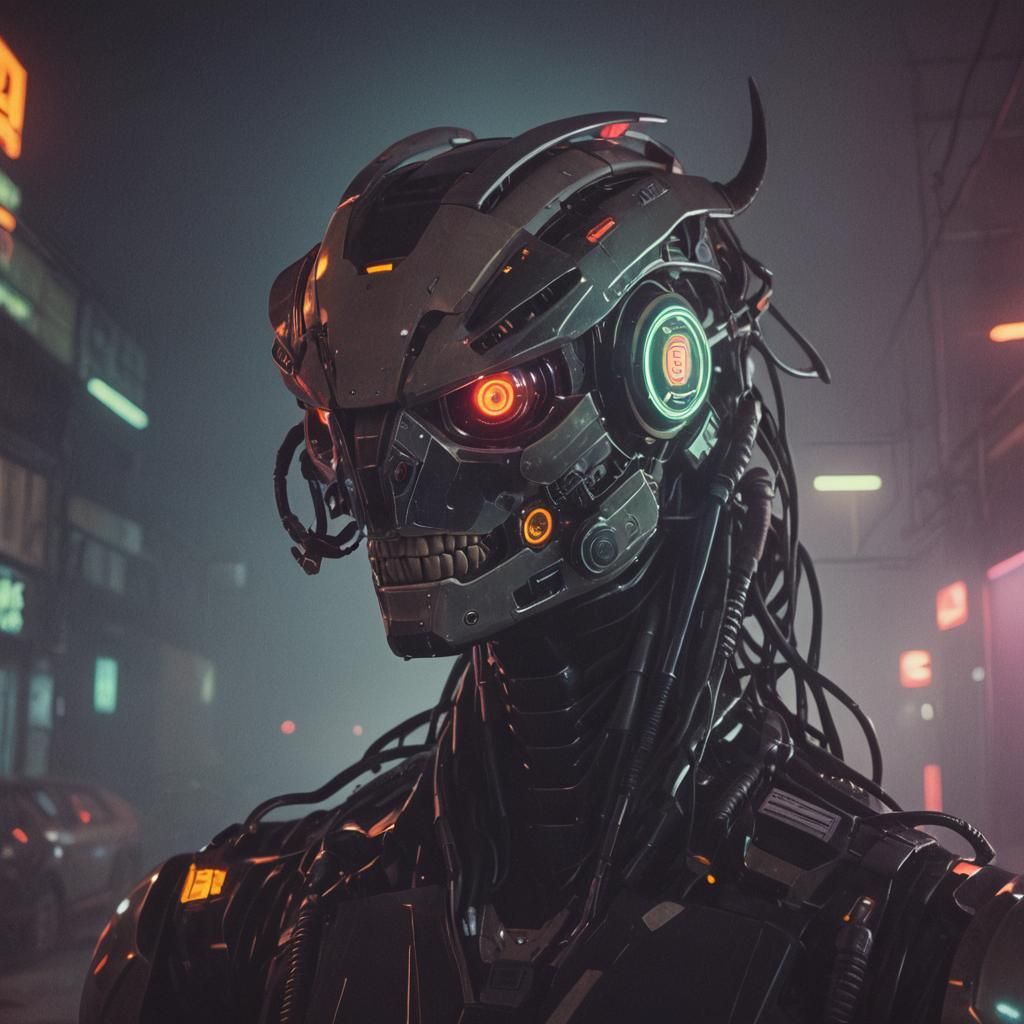 Neon Cyber Machine in Cinematic Style