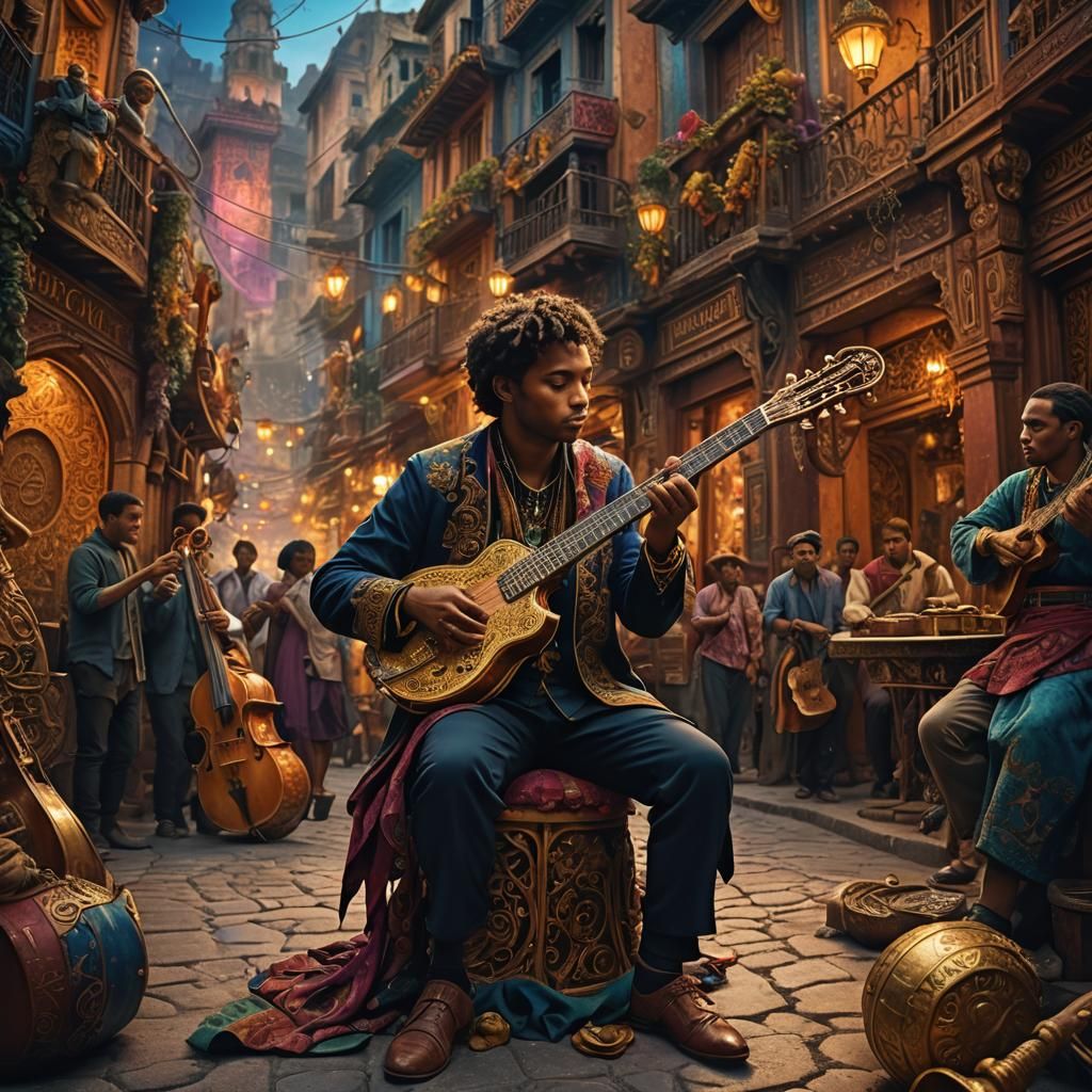 Magical Tavern: Gaiteiro Musician in Fantasy Art