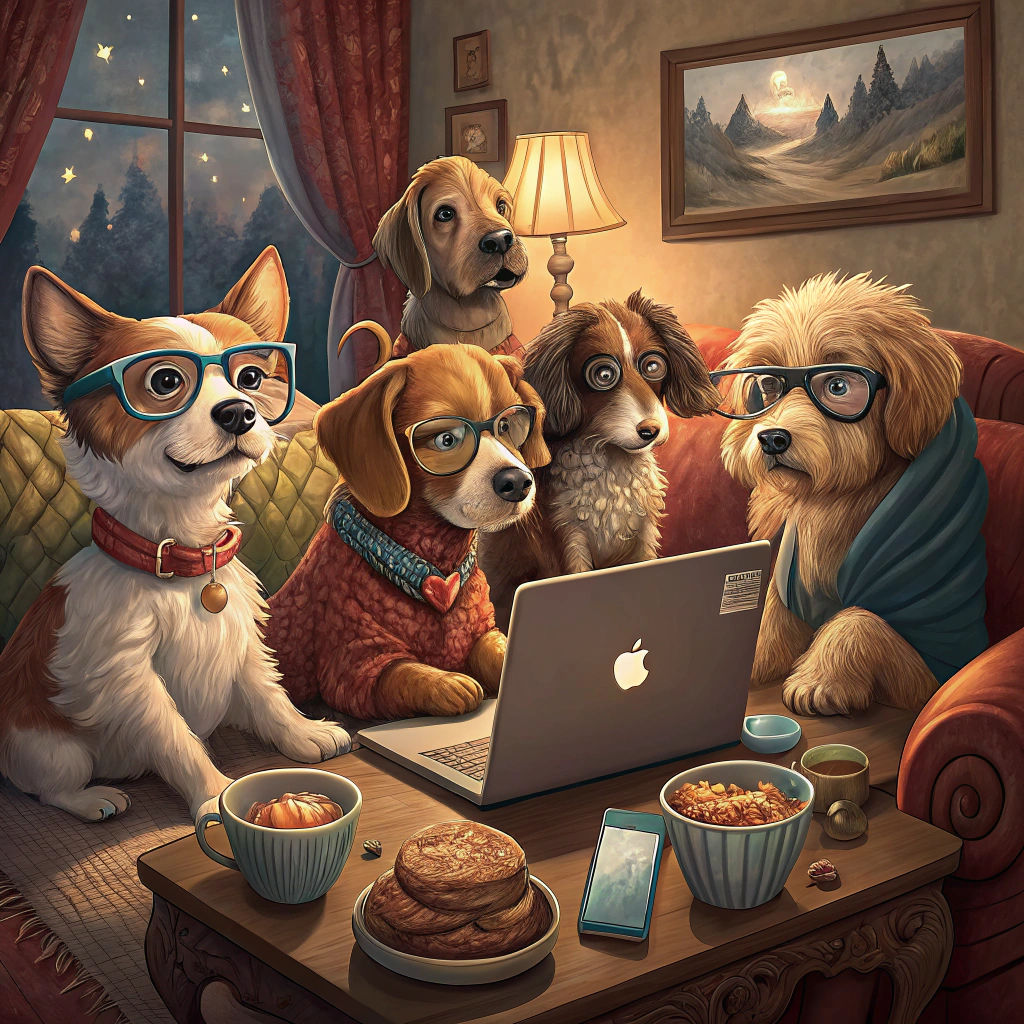 Dogs in Glasses: A Whimsical Digital Illustration