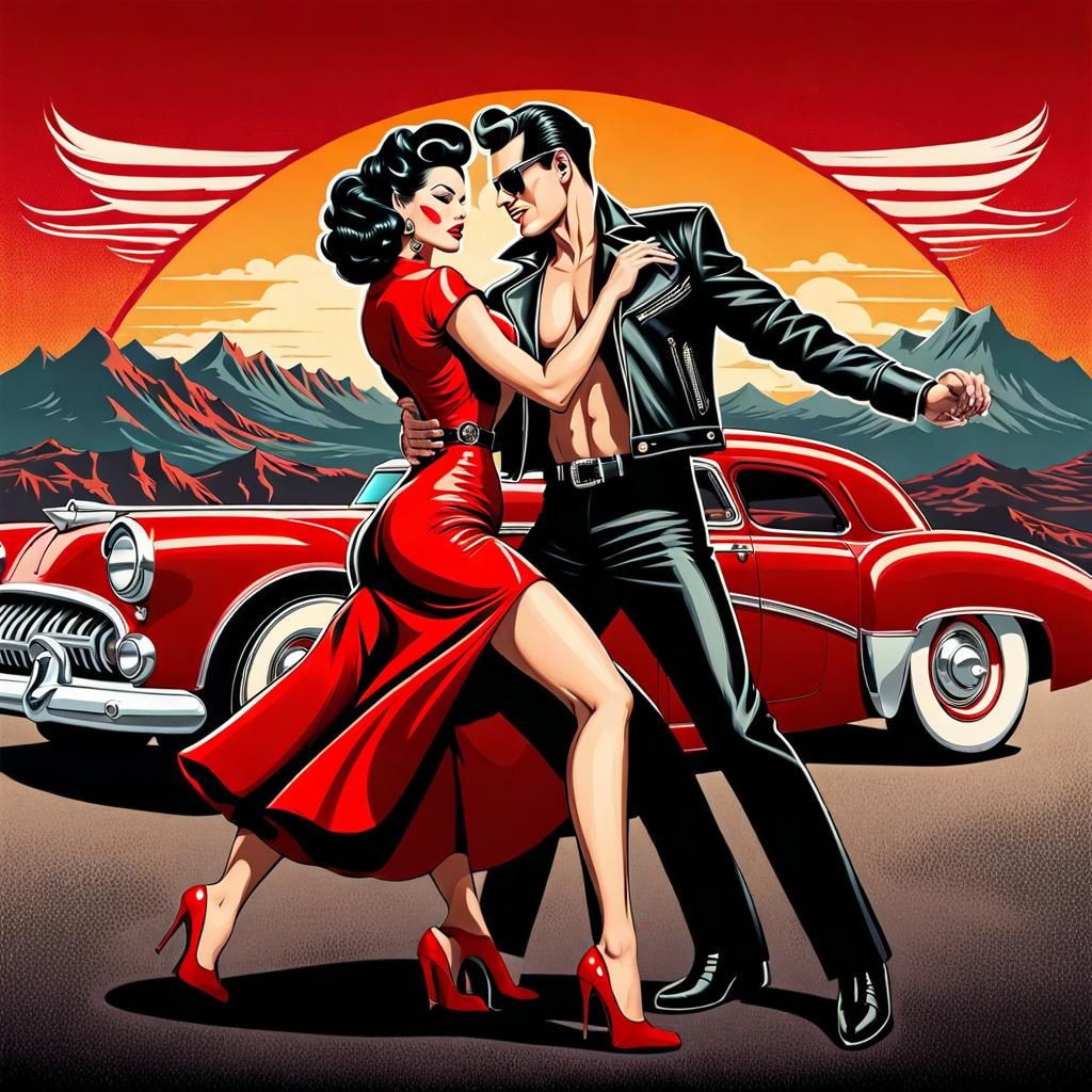 Rockabilly Teddy Boy and Pin-Up Girl Dance