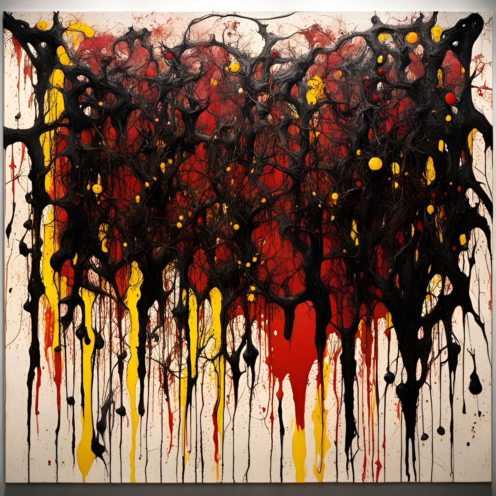 Abstract Expressionist Canvas with Dripped Paint