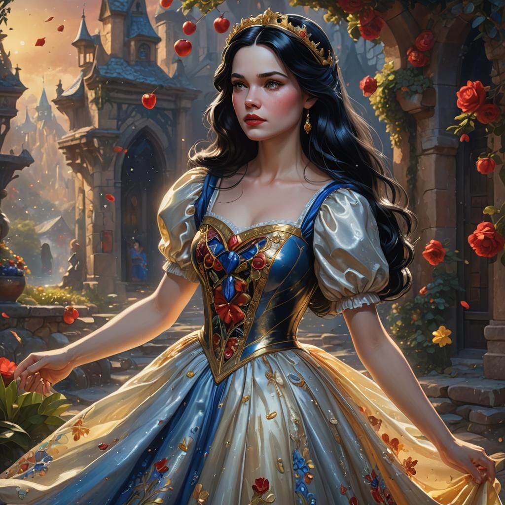 Hyperrealistic Snow White in Evening Gown