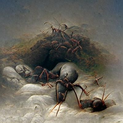 Giant Ants Carry Heads: Horror Art