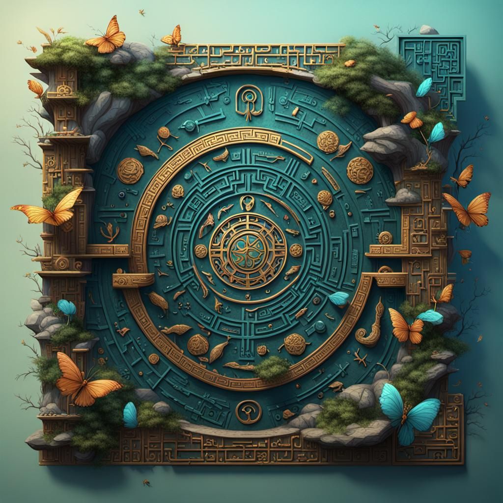 Fantastical Fairy Hieroglyphics Manuscript in Detailed Matte...