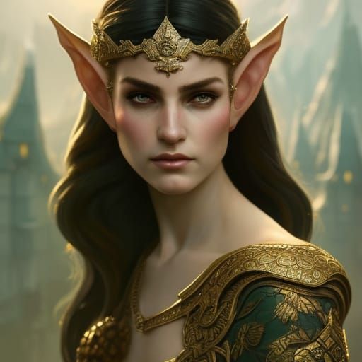 Detailed Elf King Portrait in Hyperdetailed Style