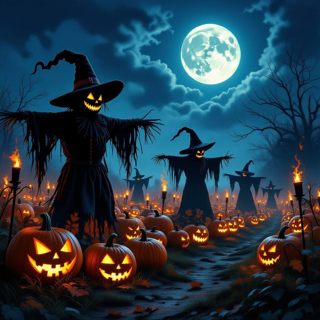 Eerie Nightmare Harvest Festival: Ghostly Scarecrows and Pum...