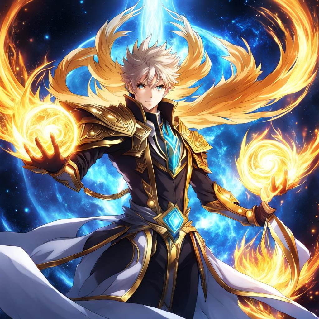 Light Elemental Man in Anime Key Visual Style