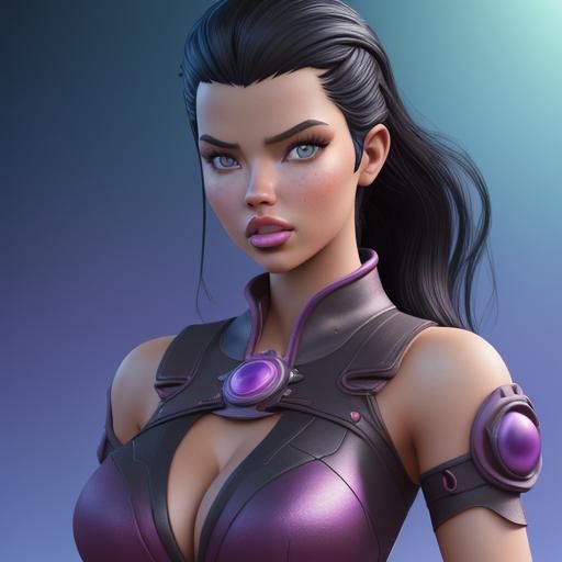 Adriana Lima Winter Portrait in 3D Style