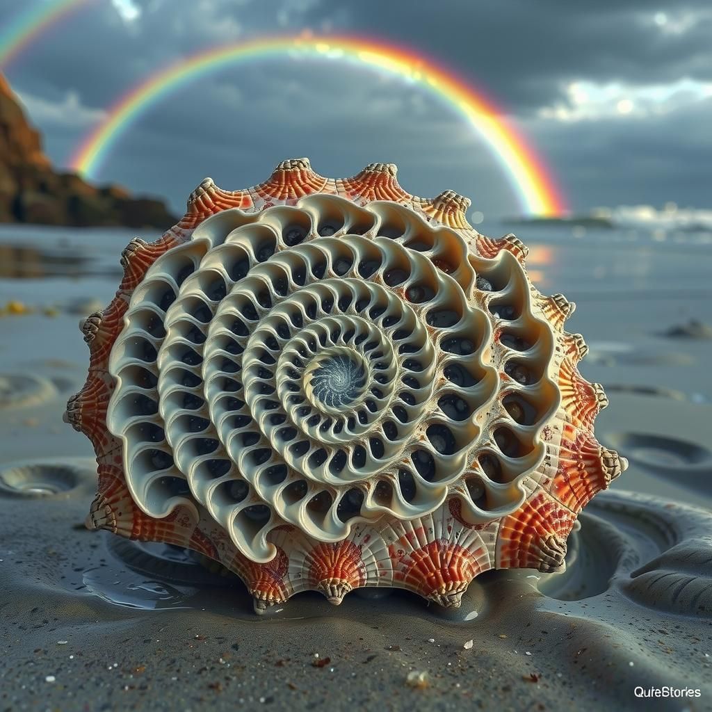 Rainbow Sky Conch Shell Impressionism