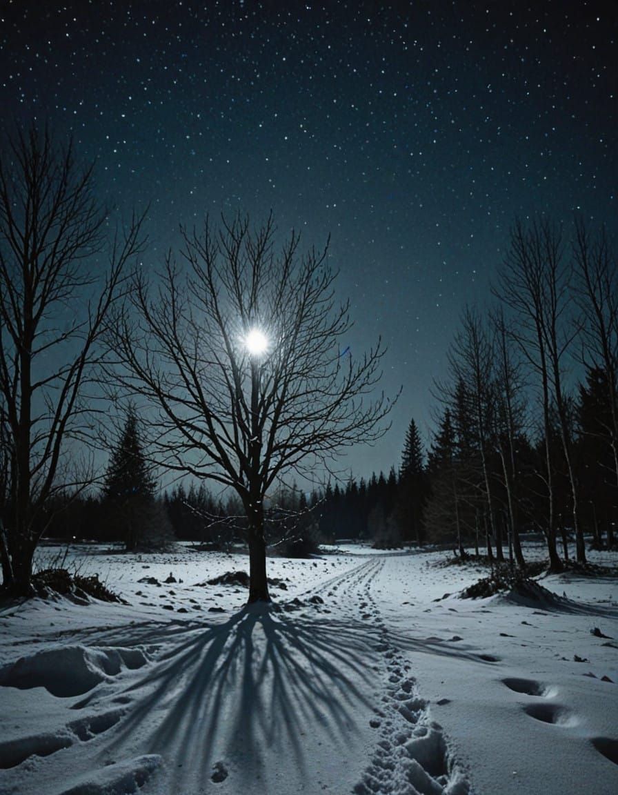 Glowing Frosty Landscape in a Dreamlike, Cosmic Style