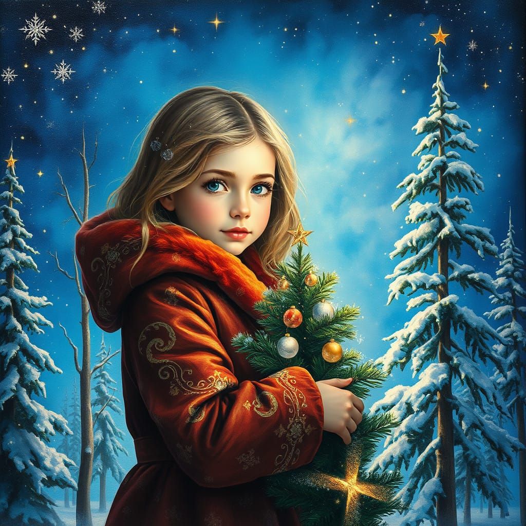 Winter Wonderland Girl in Velvet Coat