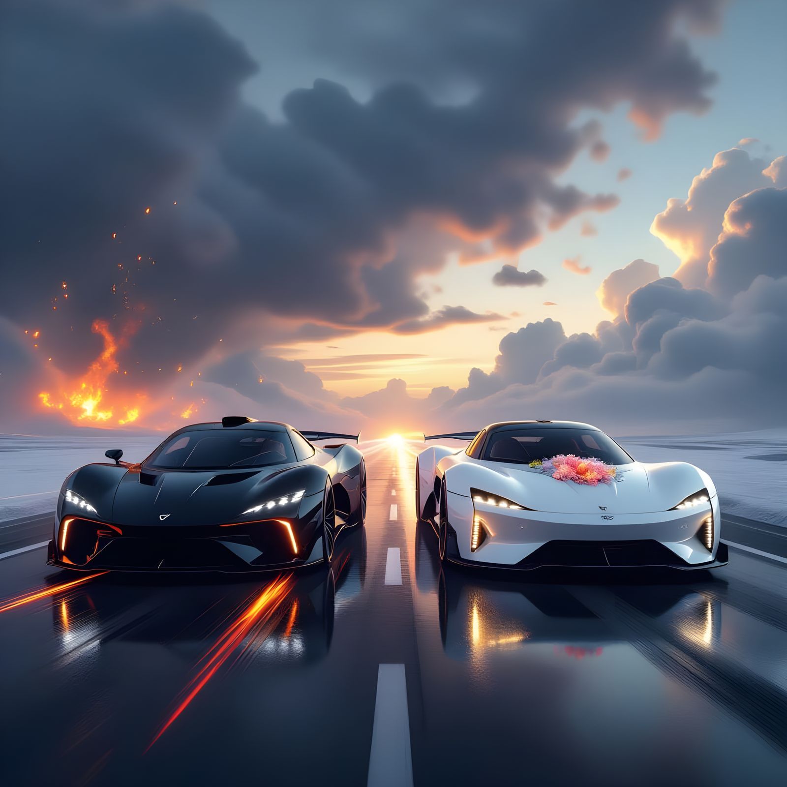 Futuristic Hypercars in Dramatic Contrast