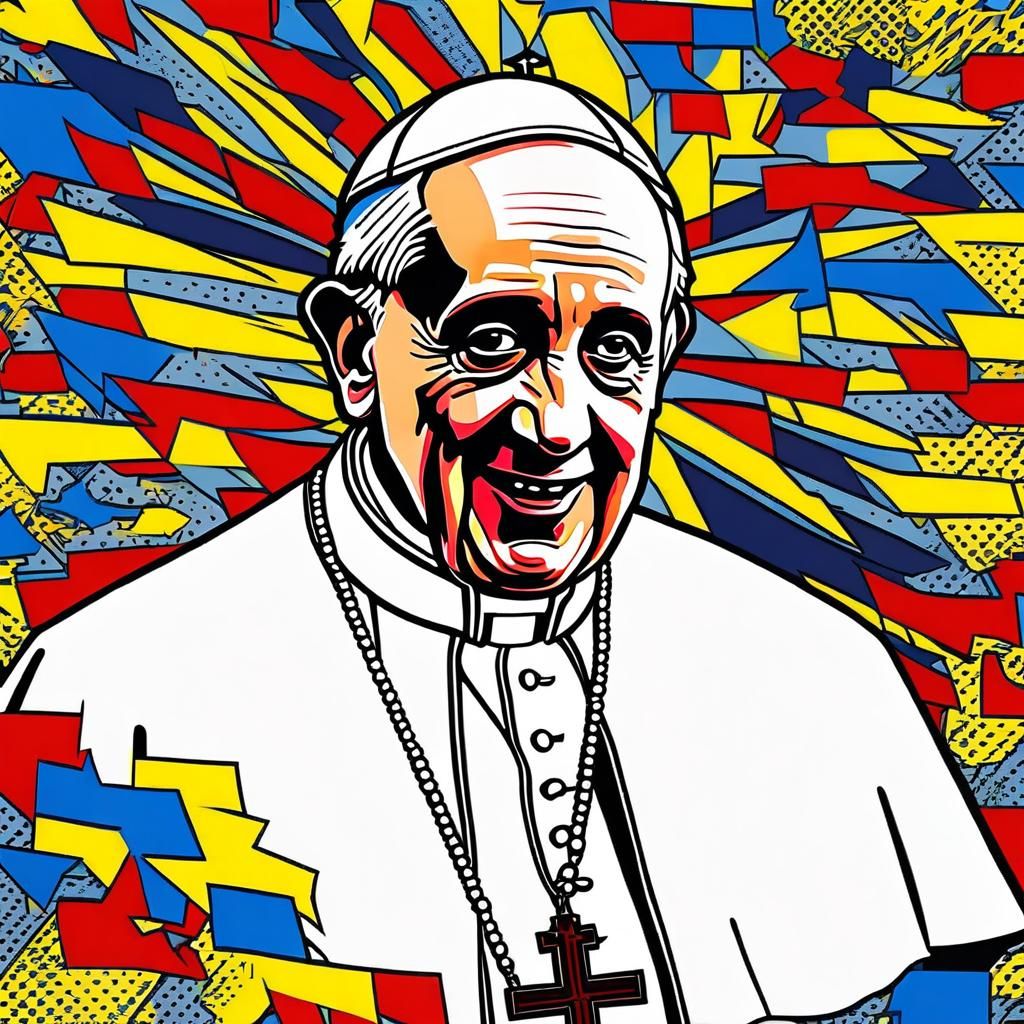 Pope Francis Portrait in Pop Art Comic Style