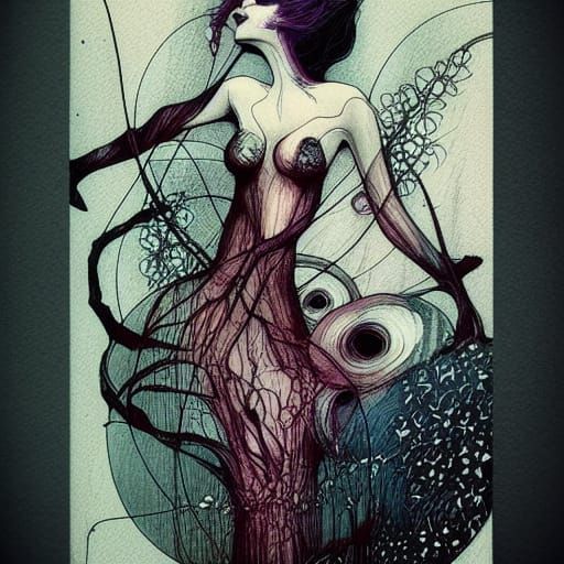 Mushroom Woman Portrait in Contemporary Style