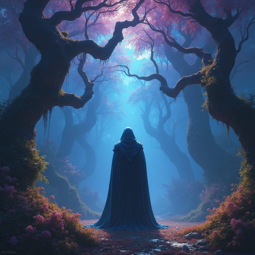 Regal Figure in Mystical Realm: Dreamlike Matte Painting