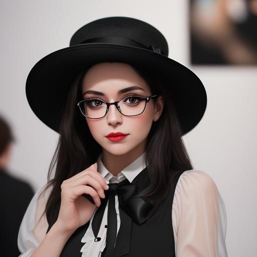 Brunette in Bowler Hat at Art Show