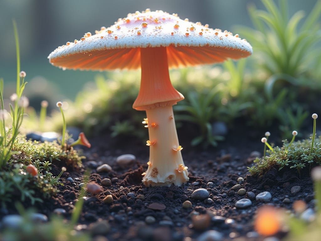 Bioluminescent Mushroom Glowing Neon at Night