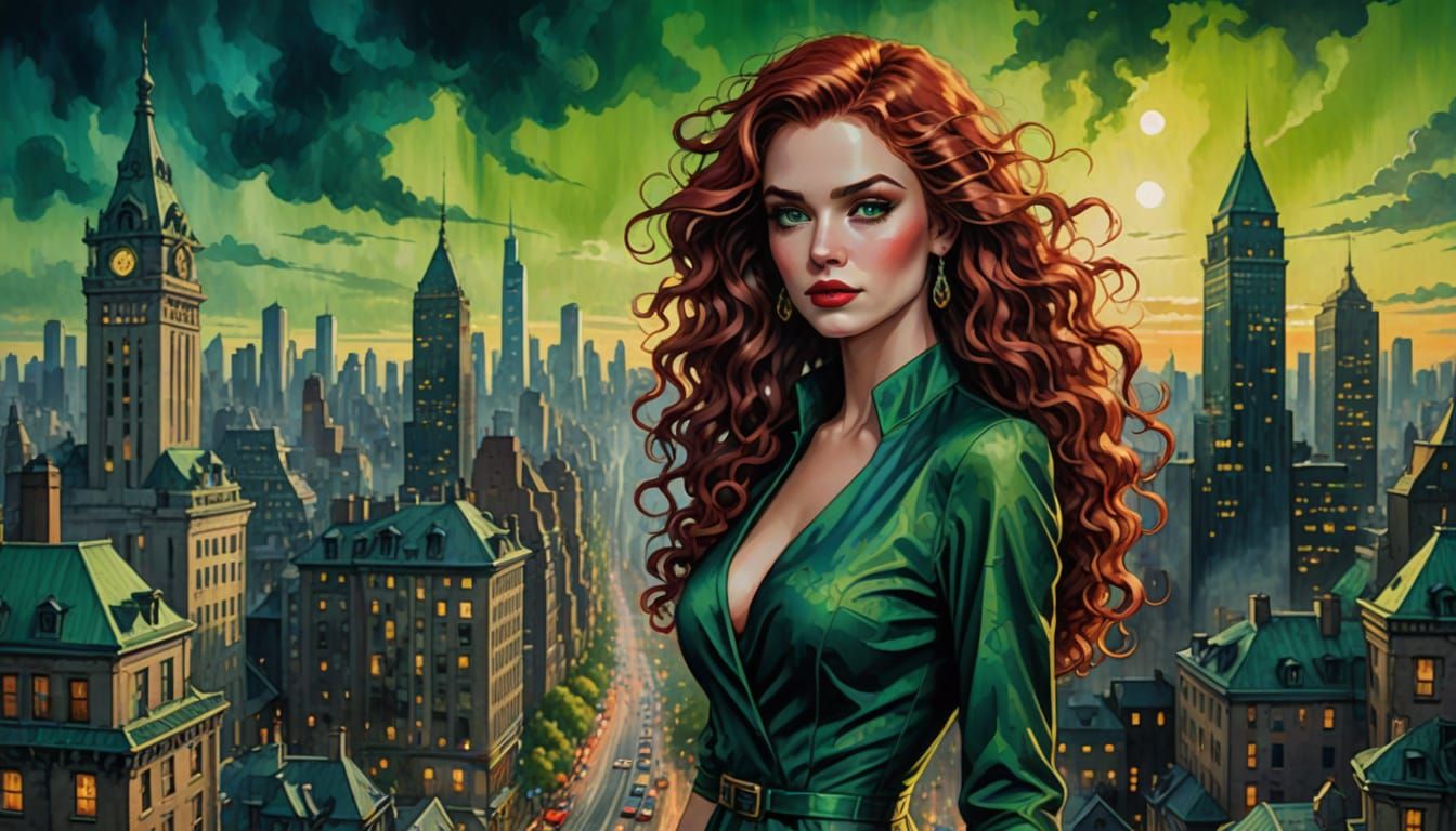 Vintage Noir Cityscape with Elegant Women in Ultrarealistic ...