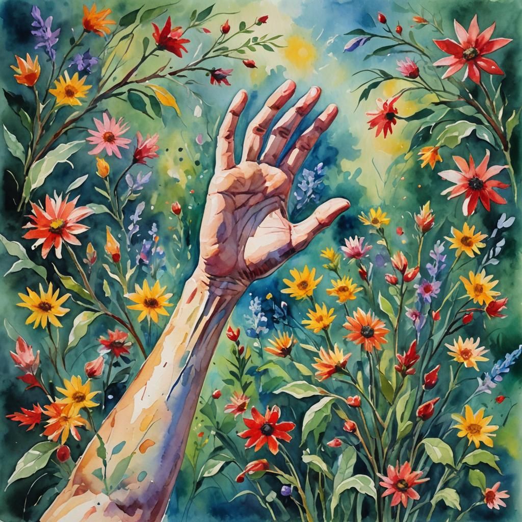 Reaching Out: Gouache and Watercolor Impression