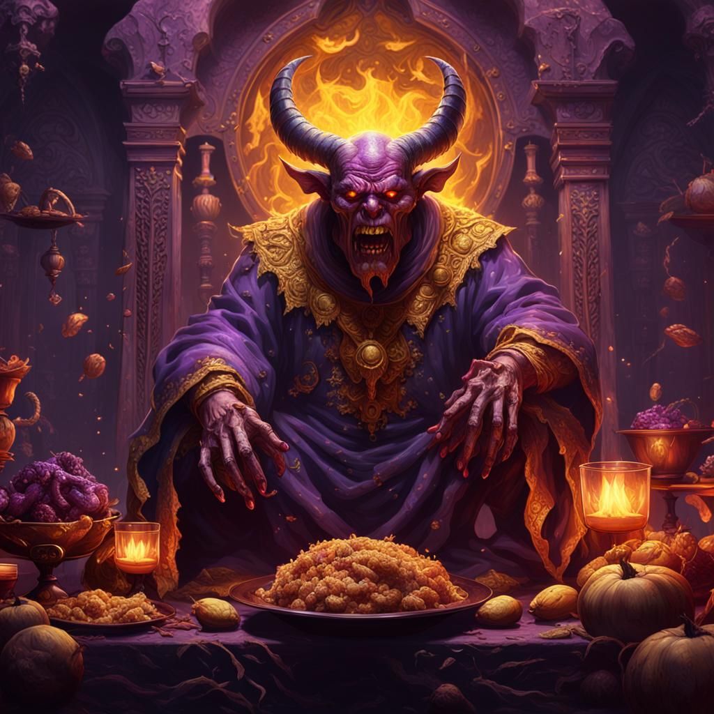 Gluttony Demon in Dark Fantasy Style