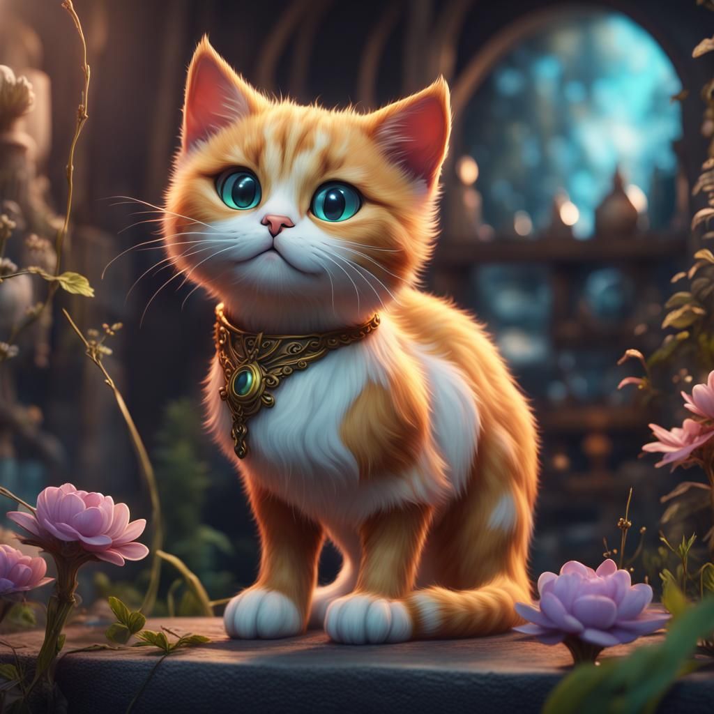 Cute Cat in Detailed Fantasy Art