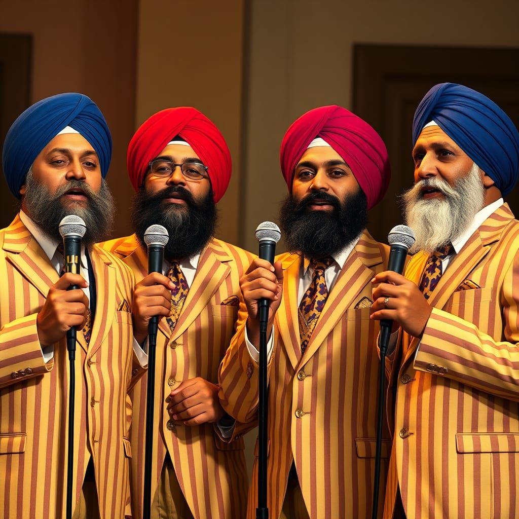 Sikh Men's Barbershop Quartet in Americana Style