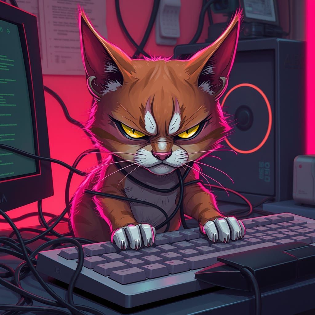 Angry kitty VS. computer