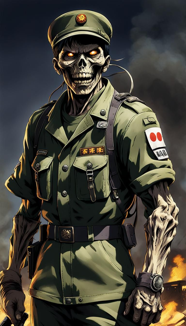 Zombie Soldier: Burned Mummy in Anime Style