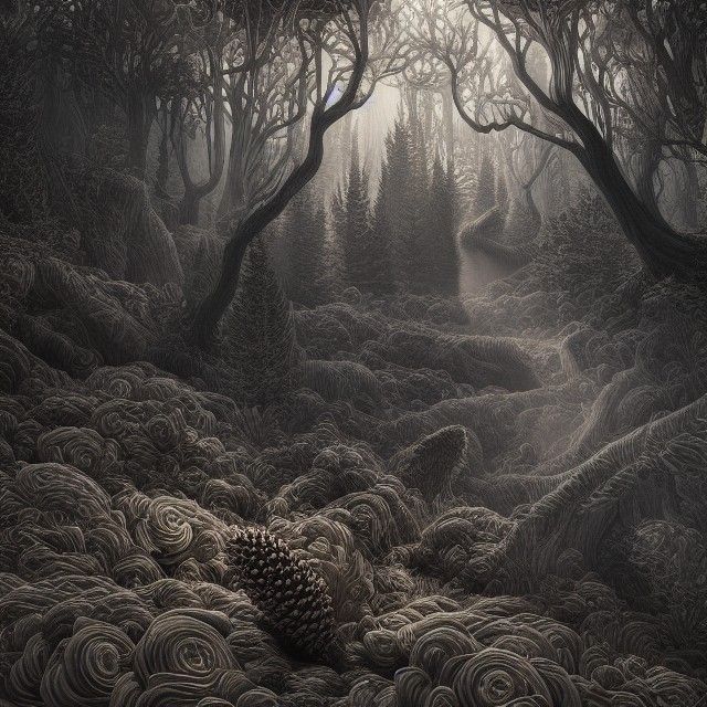 Psychedelic Pine Cone Monster in Epic Space