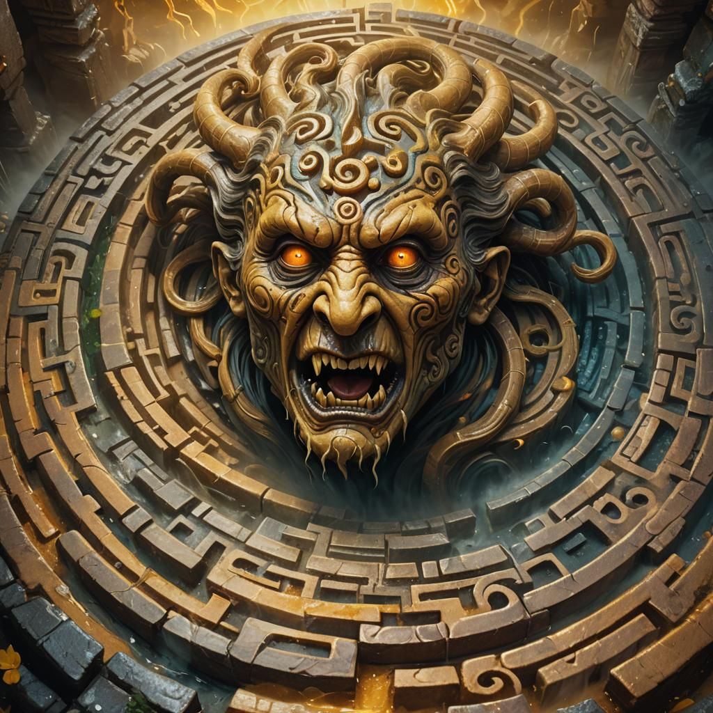 Terrifying Monster Navigates Labyrinth with Twister