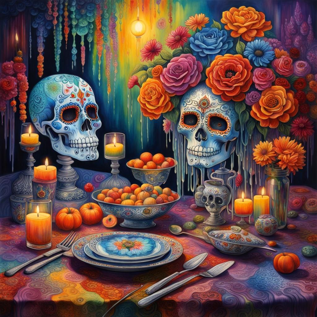 Day of the Dead Table in Brilliant Colors