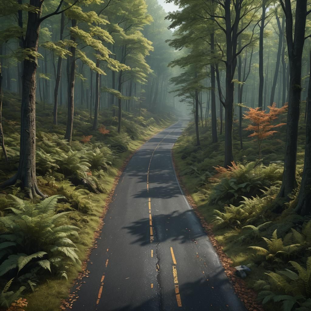 Futuristic Machines Roam Forest Landscape in Matte Painting