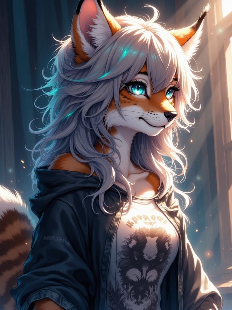Dreamlike Lynx in Enchanting Anime Scene