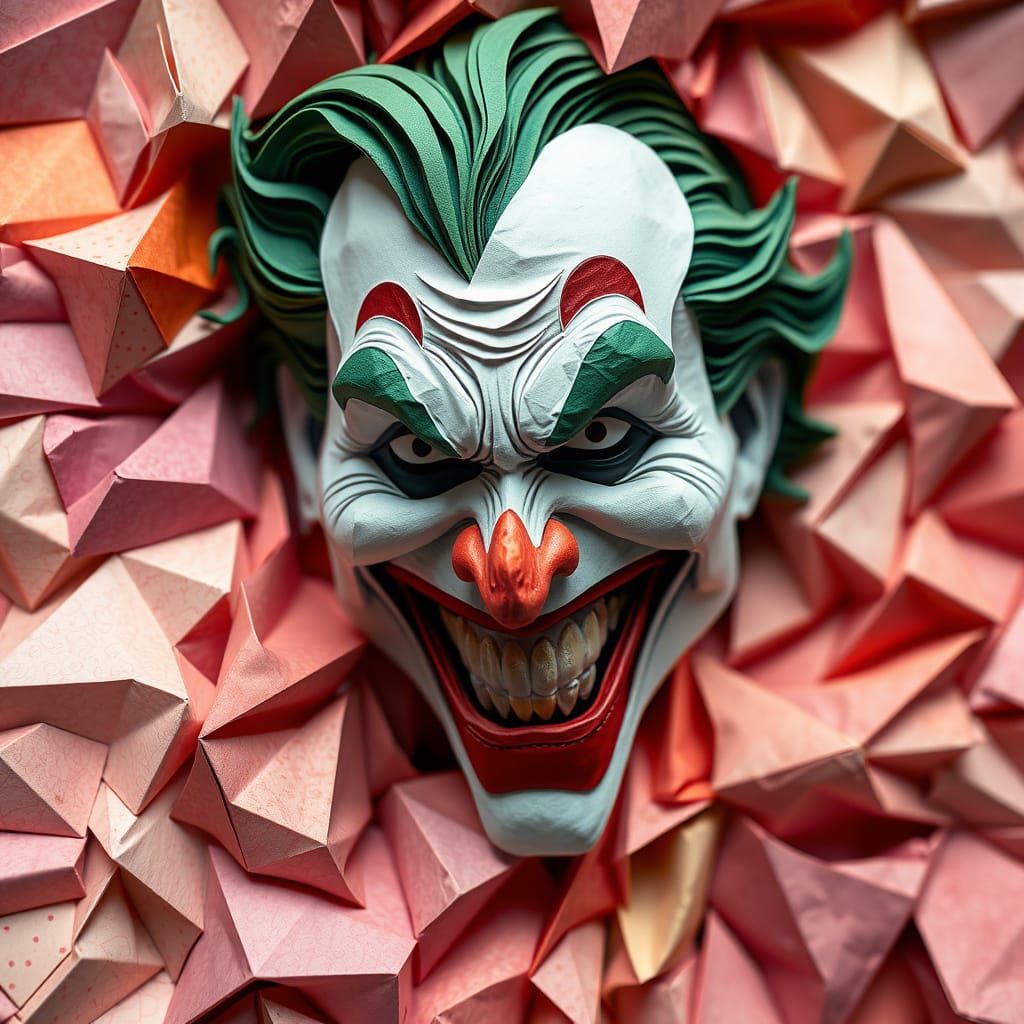 Origami Tapestry of the Joker's Maniacal Grin