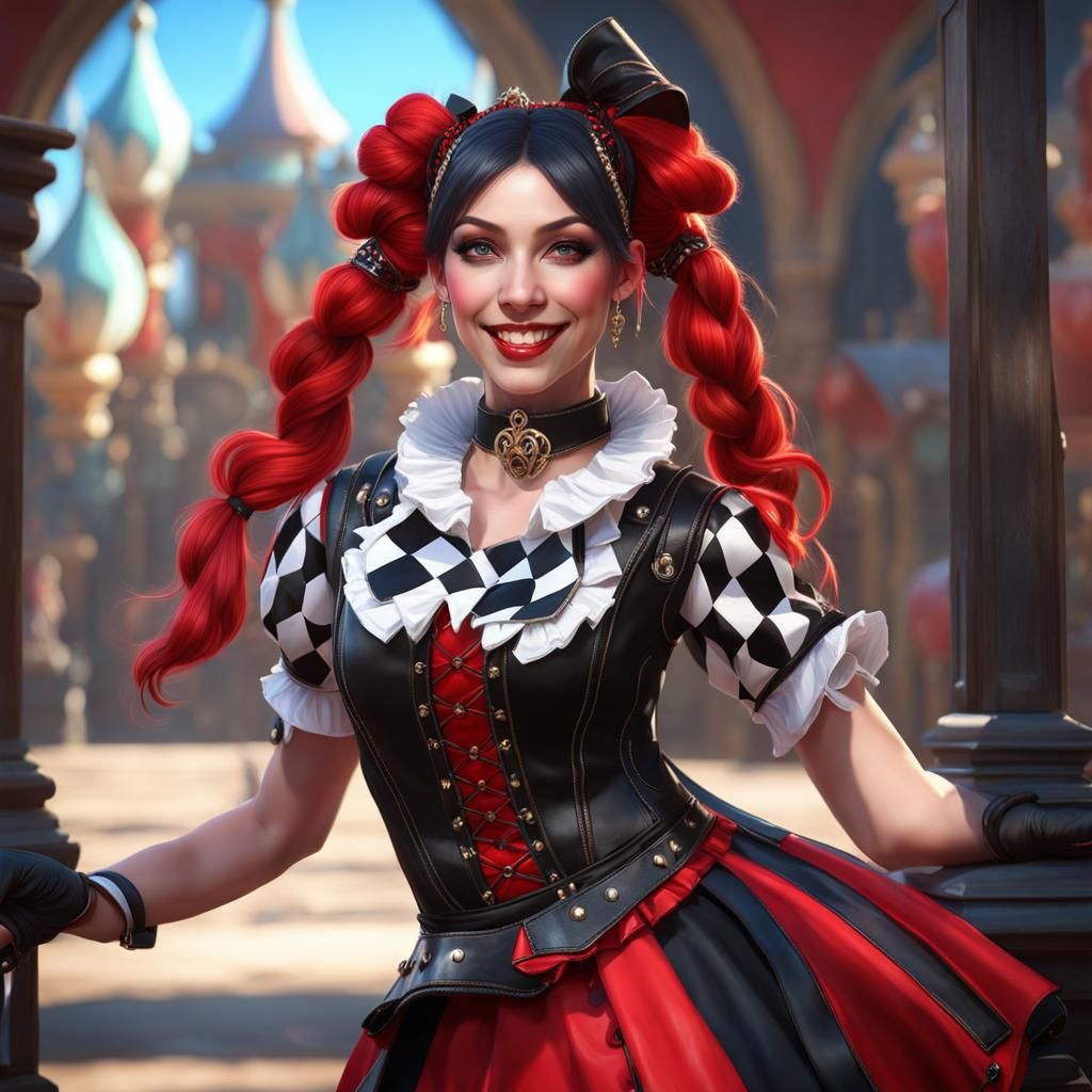 Harlequin Woman Portrait with Dynamic Lighting