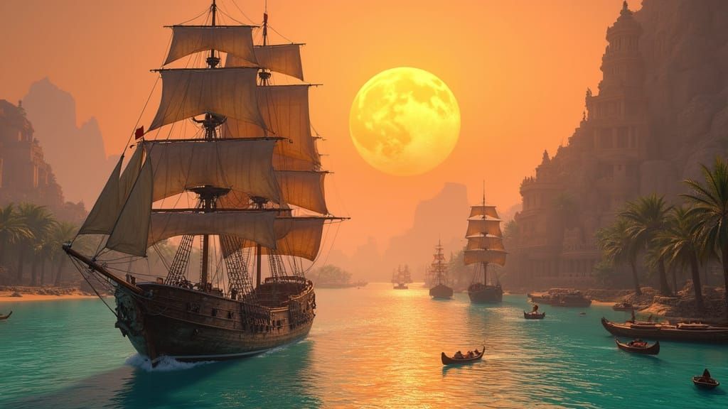 Majestic Tall-Masted Sailing Ship