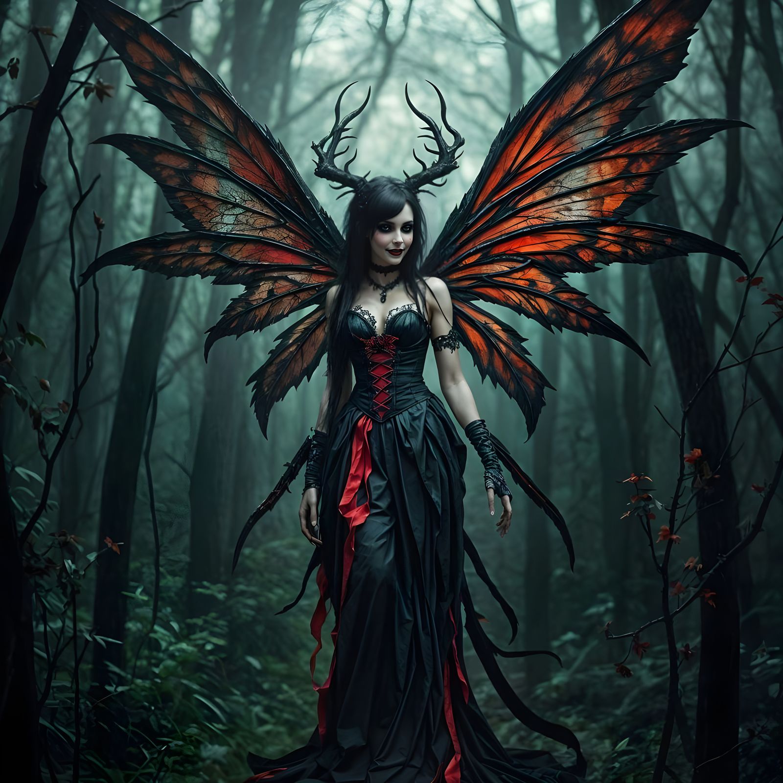 Gothic Fairy with Torn Wings in Jewett Style