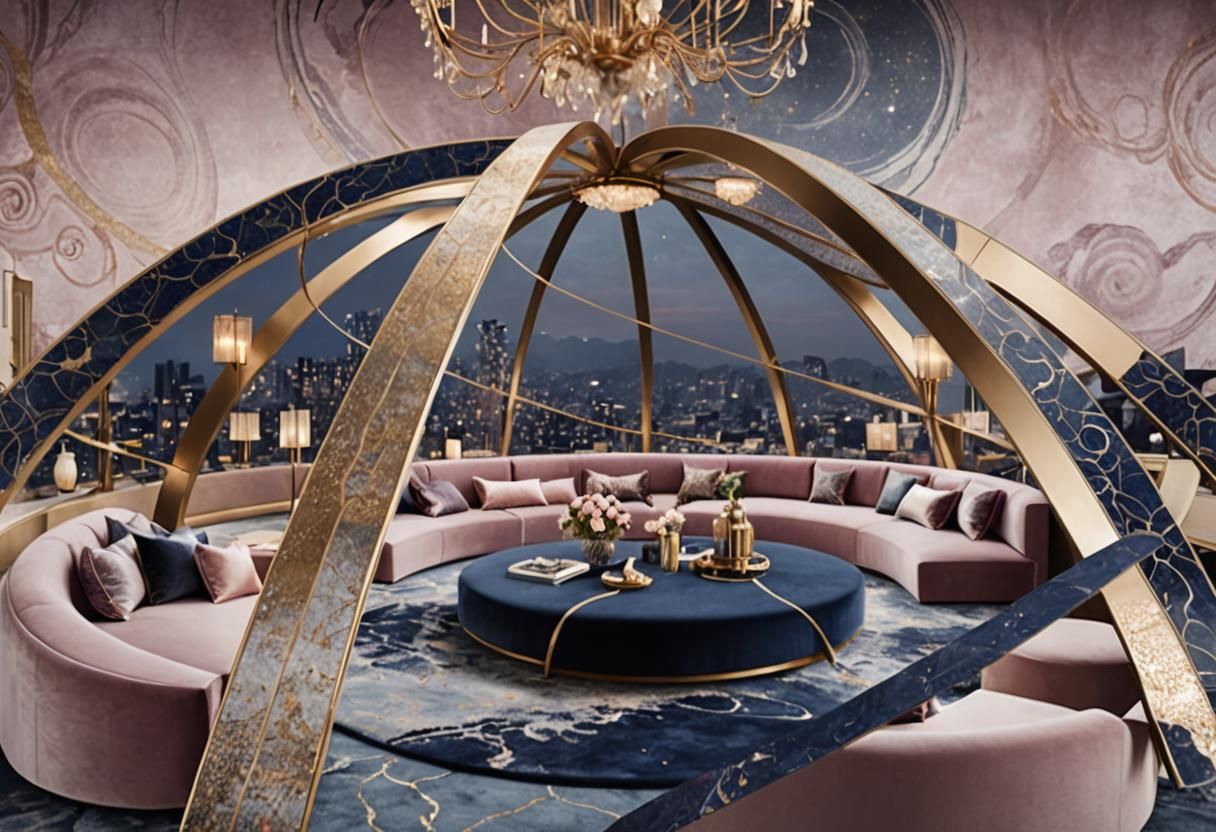 Celestial Living Room in Ethereal Hues