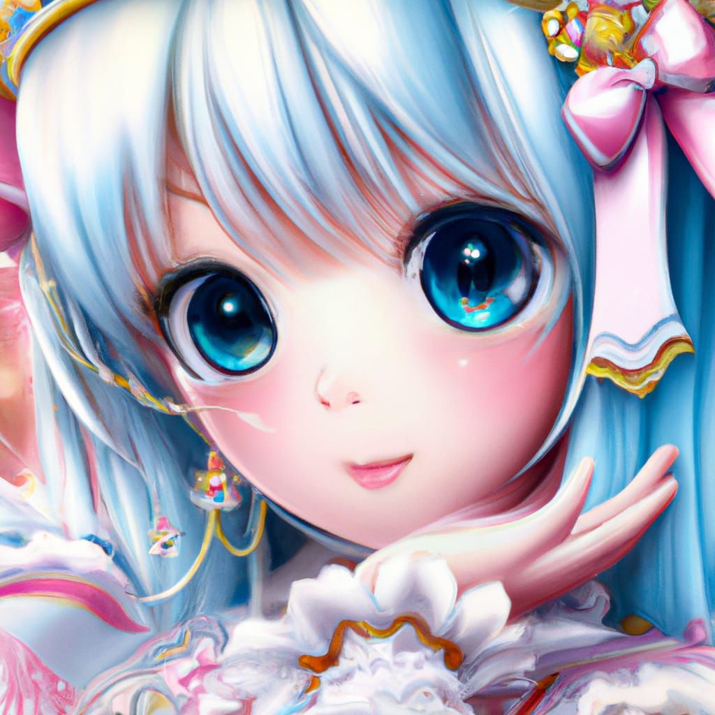 Kawaii Christmas Angel Anime Doll Portrait